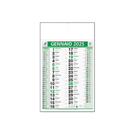 50 Calendari Olandese VERDE PERSONALIZZATO 12 ff. 28,8x47 ca.